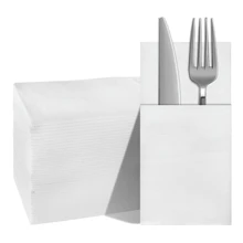 JINYUDOME 25/50 Stück 40x40cm weiße Servietten, Servietten mit integrierter Bestecktasche, Hochzeitsservietten, Einwegservietten, für Hochzeitspartys, Familienfeiern, Cocktailpartys, Empfänge und Hotels