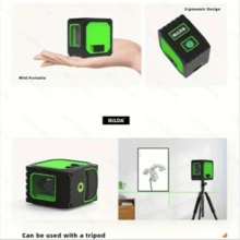 2 Line Mini Laser Level, Automatic Leveling Laser Level, Level & Vertical Intersection Super Green Light Beam With Wall Mounted Bracket & Tripod, Tool, Portable - 1 juego - Ver 6