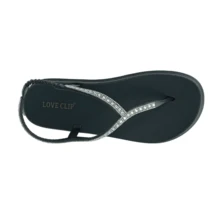 Huarache Sandalia  mujer  con brillos Cómoda Segura moda - Negro - Ver 3