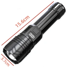 2024 Portable 2000mAh Flashlight 10000LM High Power LED Flashlight Supports Type-C Charging Waterproof Powerful Flashlight ABS Camping Emergency Lighting LED Lighttactical Flashlight - Black - View 3