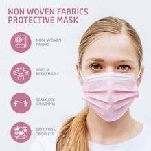 50Pcs Pink Disposable Face 3-Ply Filter Breathable Earloop Masks, Protective Face Masks - Breathable 3 Layers Of Protection Pink Face Mask For Adults - 50ct Box - Pink - View 4