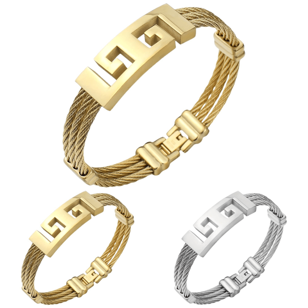 New Retro Braided Twist Stainless Steel Bracelet For Men, Punk Nail Design Unisex Jewelry, Cable Wire Cuff Bracelet For Layering, Suitable For Party, Daily Wear, And Gift For Friends