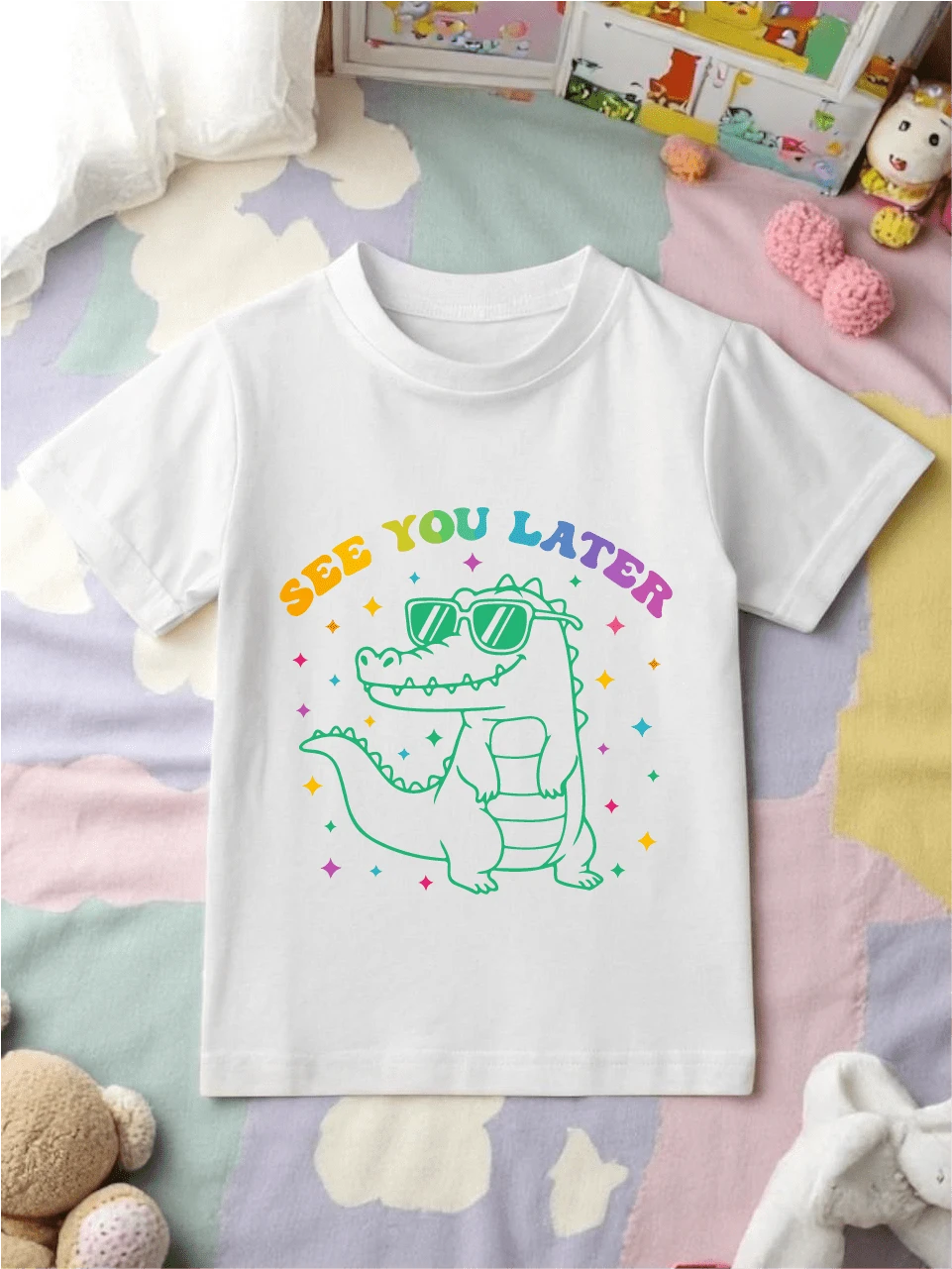 Last Day Of School Student Tee, See You Later Alligator Kids Summer Shirt, Summer Toddler Outfits, End Of School Year Students Sweater, Gift For Grads. SH-724 - White - View 1