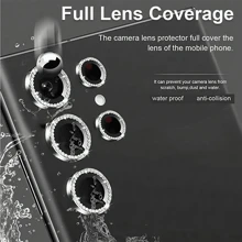 1 Set Ultra-Protective 9D Diamond Lens Protector With Ring Cover Film & Tempered Glass Camera Protection Compatible With Samsung Galaxy S25Edge/S24FE/S25Ultra/S25Plus/A16/A26/A36/A56/A55/A15/A35/A25/A05/A05S/A24/A34/A14/A54/S24Ultra/S24/S24Plus/S22Ultra/S23Ultra/S23Plus/S23 And Compatible With IPhone 16ProMax/16/16Pro/16plus/15ProMax/15/14/13/12/11Pro - Scratch-Resistant Gift For Birthday, Family, Friends Sparkling Crystal, Lens Protector, Phone Accessories