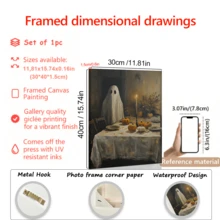 1 件、万圣节静物与鬼魂、恐怖季节可打印墙壁艺术、复古万圣节南瓜、花朵和鬼魂、带框架的墙壁艺术、墙壁艺术、海报、帆布材料（可选框架）、万圣节礼物、特殊礼物、家居装饰、厨房装饰、客厅装饰、卧室装饰、办公室装饰、... 不给糖就捣蛋