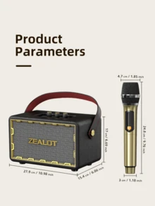 ZEALOT MT01M 60W Karaoke Wireless Speaker, Bluetooth Speaker, 24000mAh Long Battery, Up To 8 Hours Of Playback Time, Supports Mobile Phones/Tablets/TVs. Compatible With SD Card/USB/AUX, Serial Pairing Function, Suitable For/Car/Outdoor/Camping/Party - one-size - View 4