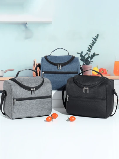 1件加厚防水大容量饭盒袋单肩斜挎包保温饭盒袋