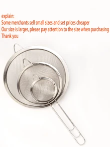 3pcs/Set Stainless Steel Colander Ladle Strainer With Different Sizes For Filtering Flour / Oil At Home Kitchen