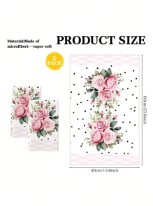 2pcs Pink Rose Sunflower Lemon Hand Towels Elegant Flower Rose Comfortable Soft Polyester Microfiber Towels For Home Hotel Bathroom