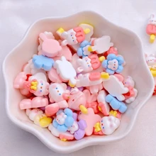 10/20/25 peças de enfeites de sorvete de morango fofos de desenho animado aleatórios, mini coelhos, resina com parte traseira plana para artesanato faça você mesmo, scrapbooking, acessórios de cabelo, capas de celular, chaveiros e pingentes para acessórios de fabricação de joias faça você mesmo
