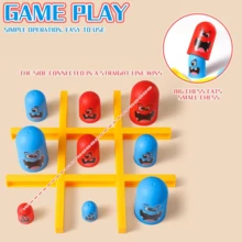 Cartoon Stackable Tic Tac Toe Board Game, Colorful Plastic Board With Smiling Face Pieces, Portable Strategy Party Desktop Game-Suitable For Casual Gatherings, Backyard Entertainment, Family Games And Other Occasions - Multicolor - View 4