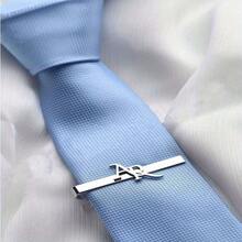 1pc Customized Stainless Steel Men Tie Clip, Personalized Groomsman Gift, Letter Combination Men Tie Clip, Wedding Tie Clip, Birthday Gift, Father's Day Gift, Easter Gift - Multicolor - View 3