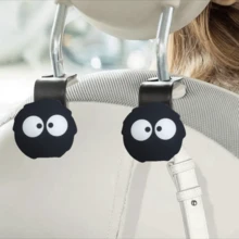 4 件可爱可伸缩塑料炭球形汽车内饰装饰挂钩，多功能配件