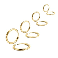 3 Pcs/Set Simple Fashion Stainless Steel Ring Earrings Ear Buckle Suitable For Men And Women All-Matching Ear Ring Earrings DIY Accessories