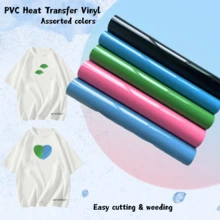 1 Roll, PVC Heat Transfer Vinyl Material, Size 30.5x60cm/30.5x102cm, Iron-On DIY, Suitable For T-Shirts, Easy To Cut And Smooth Surface, Embroidery Patch Iron-On Heat Transfer Patch, Applicable For Jackets, Clothing, Backpacks, Jeans, T-Shirts, Etc. - Multicolor - View 7