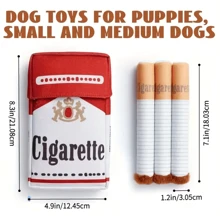 Conjunto de juguetes interactivos con forma de tabaco resistente a mordeduras, juguete de peluche para perros con chirrido, adecuado para el crecimiento de los dientes, aliviar el aburrimiento y la salud bucal
