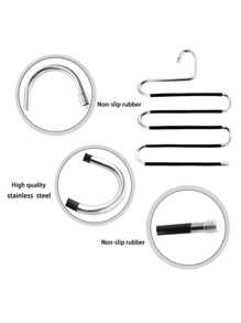 1 pièce/2 pièces Cintre en forme de S en acier inoxydable, étagère à pantalon multifonctionnelle antidérapante à 5 niveaux, Porte-vêtements avec revêtement en PVC, design minimaliste, antidérapant et gain de place, convient pour les pantalons, jeans, écharpes, cintres multifonctionnels, étagère de rangement pour armoire, décoration de vacances, décoration de chambre, décoration d'automne, décoration de Noël
