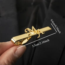 1pc Customized Stainless Steel Men Tie Clip, Personalized Groomsman Gift, Letter Combination Men Tie Clip, Wedding Tie Clip, Birthday Gift, Father's Day Gift, Easter Gift - Multicolor - View 8