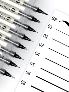 8pcs Black Fine Liner Pen Set, Suitable For Students School Supplies, Back To School