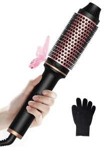 UKLISS Thermal 1.5 Inch Ceramic Tourmaline Ionic Curling Iron With Round Volumizing Brush,LCD Display Air Curler Wand,10 Temperature Settings For Travel - 查看 2