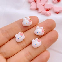 10/20/25 peças de enfeites de sorvete de morango fofos de desenho animado aleatórios, mini coelhos, resina com parte traseira plana para artesanato faça você mesmo, scrapbooking, acessórios de cabelo, capas de celular, chaveiros e pingentes para acessórios de fabricação de joias faça você mesmo