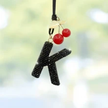 Shiny Letter Hanging Decor With Bow Accent, Fashionable English Letter Charm Decor For Car Rearview Mirror, Your Personalized Accessory - Multicolor - View 29