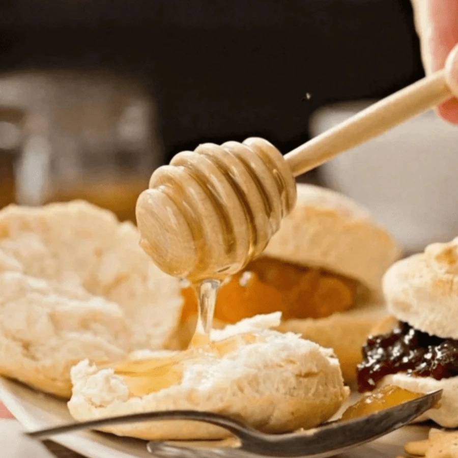 10件木制蜂蜜搅拌勺，实木蜂蜜棒，长棍蜂蜜搅拌器，果酱搅拌器，牛奶咖啡奶茶搅拌棒，搅拌手柄，罐勺实用木制搅拌棒，厨房小工具