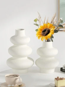 1 Stück nordischer Keramikvase mit Kreismuster für Heimdekoration, kreative Dekoration für Wohnzimmer, Fernsehtisch, Veranda, Blumenarrangements, Geburtstags- oder Abschlussgeschenk, weiße kürbisförmige Vase, boho-feministische minimalistische Dekoration, moderne nordische Vase geeignet für Wohnzimmer, Büro, Bücherregal, Feiertags- oder Geburtstagsdekorationen - Verschiedenfarbig - Übersicht 9