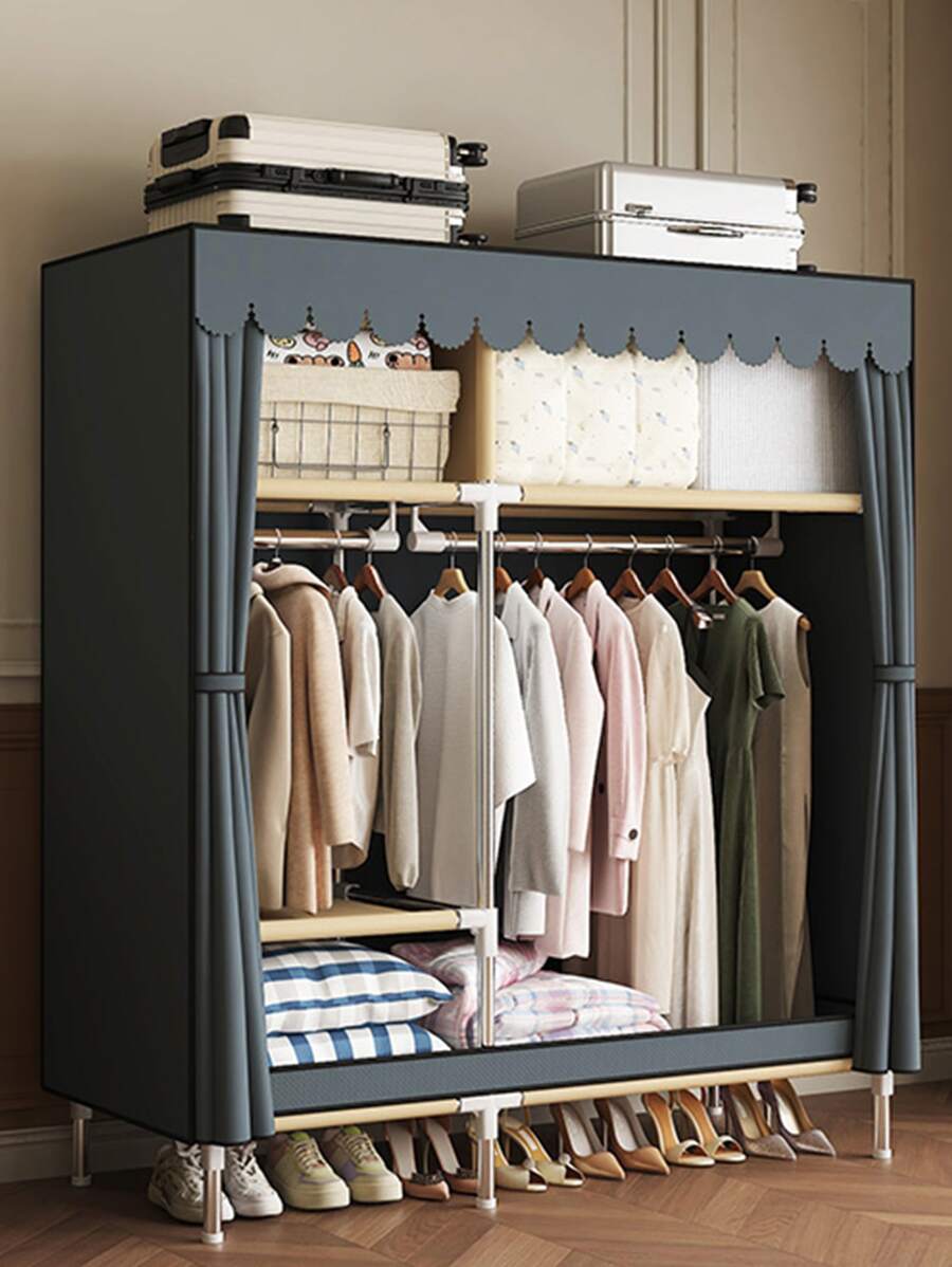 1pc Wardrobe With Door, Storage Rack, Improve Space, Sturdy, Fashionable, Easy To Assemble And Disassemble, Portable, Suitable For Living Room, Bedroom, Entrance, Office, Home, Multi-Layer Storage, Holiday Gift, Christmas Gift, Children Gift