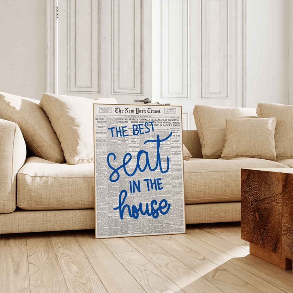1 PC Retro Funny Newspaper Art Canvas Poster "The Best Seat In The House" - Y2K Wall Decor, Funky Bathroom Aesthetic, Frameless Print For Bedroom, Dorm, College Apartment, Kitchen, Office, Entryway ﻿