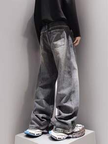 Teenage Boy Fashion Washed Denim Jeans, Boys New Casual Straight Leg Pants, Children Spring Autumn Long Trousers - Dark Wash - View 2