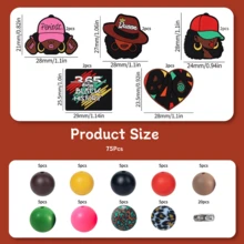 75Pcs &Colorful Silicone Bead Collection For DIY Jewelry Making & Crafting-Featuring Adorable Hat,Heart & Graphic Motifs,Vivid Hues,Safe & Durable,Perfect For Creating Unique Necklaces,Bracelets,Keychains & Fashion-Forward Handicrafts - Nhiều màu - Xem 3