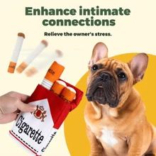 Conjunto de juguetes interactivos con forma de tabaco resistente a mordeduras, juguete de peluche para perros con chirrido, adecuado para el crecimiento de los dientes, aliviar el aburrimiento y la salud bucal