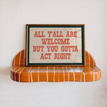 1 件可选框架复古“欢迎所有人，但你必须表现得正确”帆布海报，现代农舍墙壁艺术，公寓装饰，折衷风格，波西米亚牛仔风格装饰，艺术墙画作为礼物，客厅、卧室、餐厅的墙壁画