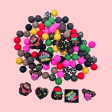 75Pcs &Colorful Silicone Bead Collection For DIY Jewelry Making & Crafting-Featuring Adorable Hat,Heart & Graphic Motifs,Vivid Hues,Safe & Durable,Perfect For Creating Unique Necklaces,Bracelets,Keychains & Fashion-Forward Handicrafts - Nhiều màu - Xem 6