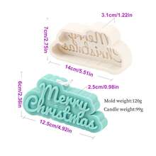 Molde de silicona con texto cursivo "Feliz Navidad" - Duradero y de fácil desmoldeo, para manualidades con resina/jabón/yeso para decoración y regalos navideños - Gris - Ver 5