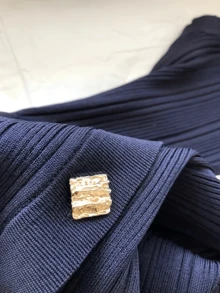 女士优雅休闲针织吊带连衣裙，简约时尚通勤风，U领显瘦设计，纯色修身针织长裙，精致优雅的穿搭，女士街头时尚，假日派对礼服，夏季户外穿着 - 藏蓝色 - 查看 8