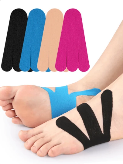 4/8 Pcs Elastic Foot Protection Muscle Adhesive Fixed Support To Prevent Friction Sports Bandage Suitable For Multi Site Muscle Bandage