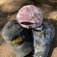 1 Piece American Street Style Customized Camo Baseball Cap, Unisex, UV Protection, Washed, Personalized Text/Name Embroidery, Adjustable Sun Hat, Suitable For Outdoor, Street, Travel, Camping, Vacation, Graduation, Wedding, Autumn, Gift For Dad, Boyfriend, Groomsman, Family, Coworker, Kids