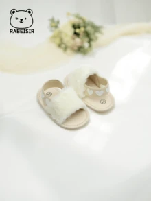 RABEISIR 幼儿毛绒可爱平底凉鞋 - 杏色 - 查看 6