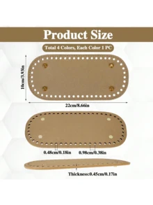 4 件钩针编织袋底座 4 种颜色皮革袋底垫，长椭圆形钱包底部塑形垫，用于包袋垫底座，带孔，适用于 DIY 钩针编织袋单肩包钱包工艺品制作
