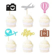 24 Peças Topo de Bolo Temático de Espaço Infantil, Avião, Mapa, Astronauta, Terra, Estrela, Lua, Decoração de Bolo para Festa de Aniversário Temática de Espaço