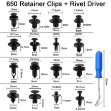 651-Piece Car Rivet Clips Set With 16 Types Of Plastic Trim Clips, Bumper Mounting Clips, Liner Fasteners, And 1pcs Removal Tool,Heavy-Duty Nylon Retainer Clips For Bumper, Door Panel, Splash Shield | Includes Removal Tools & Storage Box - 黑色 - 查看 6