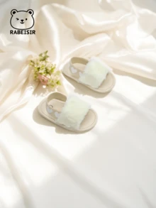 RABEISIR 幼儿毛绒可爱平底凉鞋 - 杏色 - 查看 11