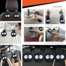 4 件可爱可伸缩塑料炭球形汽车内饰装饰挂钩，多功能配件