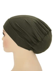 1 pièce Nouveau foulard en coton soyeux pour femme, bonnet sous-foulard musulman avec élastique