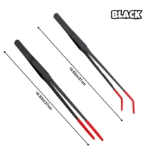 2PCS Stainless Steel Reptile Feeding Tongs With Rubber Tip,Straight & Curved Long Tweezers For Aquarium Or Craft, Bearded Dragon Tank Snakes Enclosure Accessories, Terrarium Supplies - Multicolor - View 15