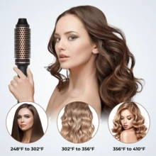 UKLISS Thermal 1.5 Inch Ceramic Tourmaline Ionic Curling Iron With Round Volumizing Brush,LCD Display Air Curler Wand,10 Temperature Settings For Travel - 查看 9