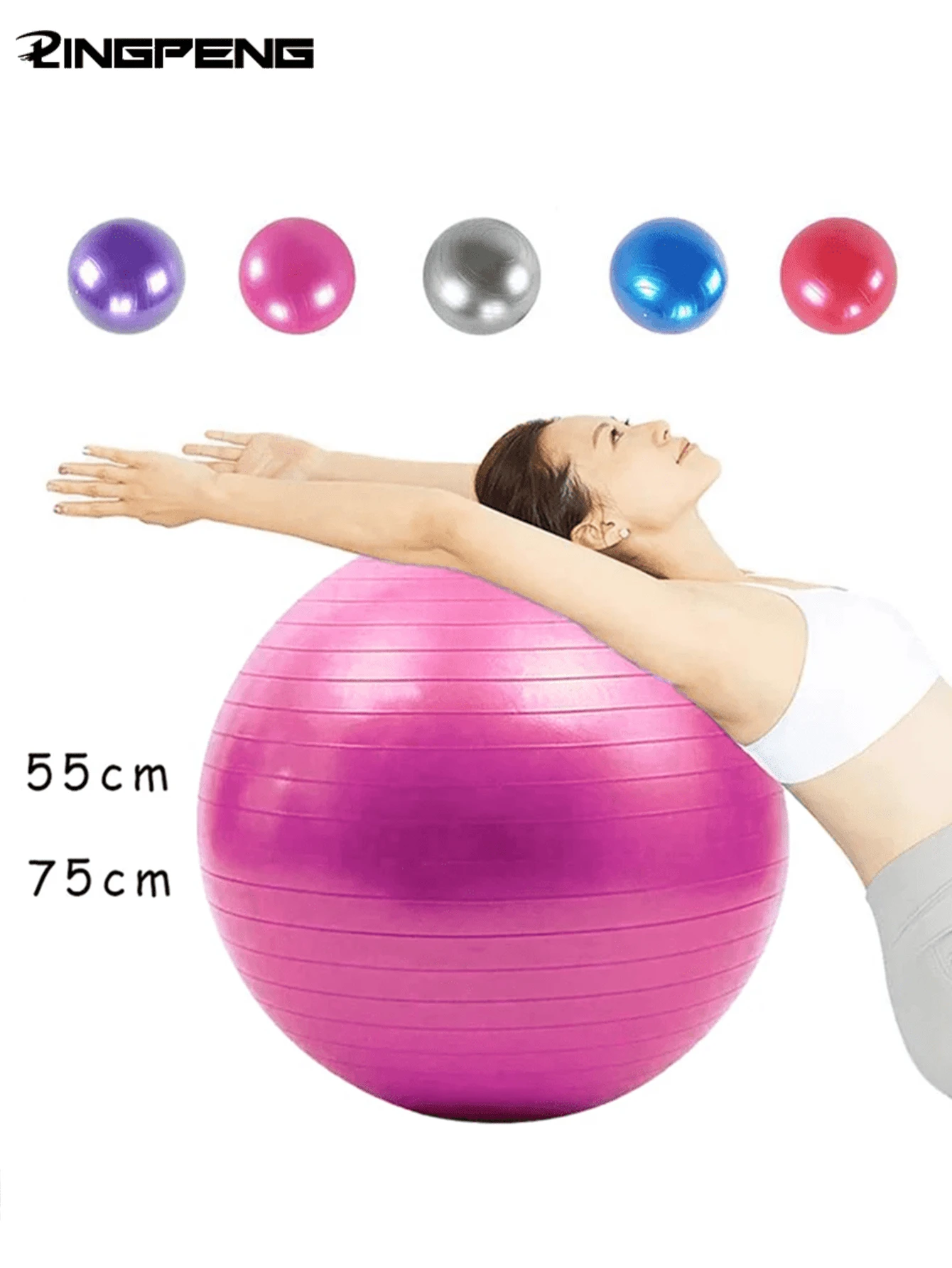 Exercise Yoga Ball, Yoga Balance & Stability Swiss Ball - Hot Pink - View 1
