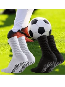 6 双防滑足球/运动袜，带抓地力点，加厚毛圈鞋底，适合跑步、足球、篮球、健身（6/4/3/1 双）